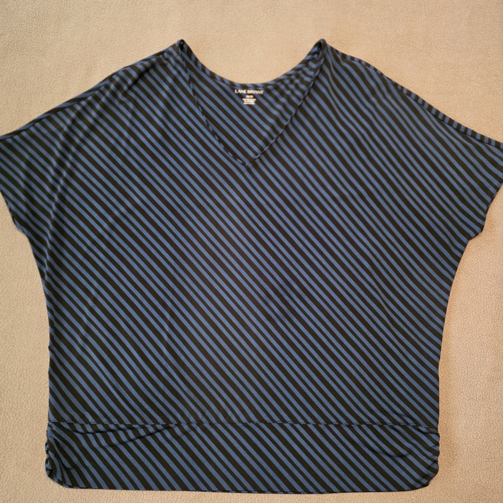 Lane Bryant Diagonal Striped Short Sleeve Top